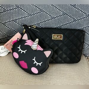 Betsey Johnson Cat Unicorn Coin Purse Wristlet